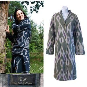 DINARA MAMBETOVA Central Asian Couture Handmade Uzbek Ikat Chapan Size L